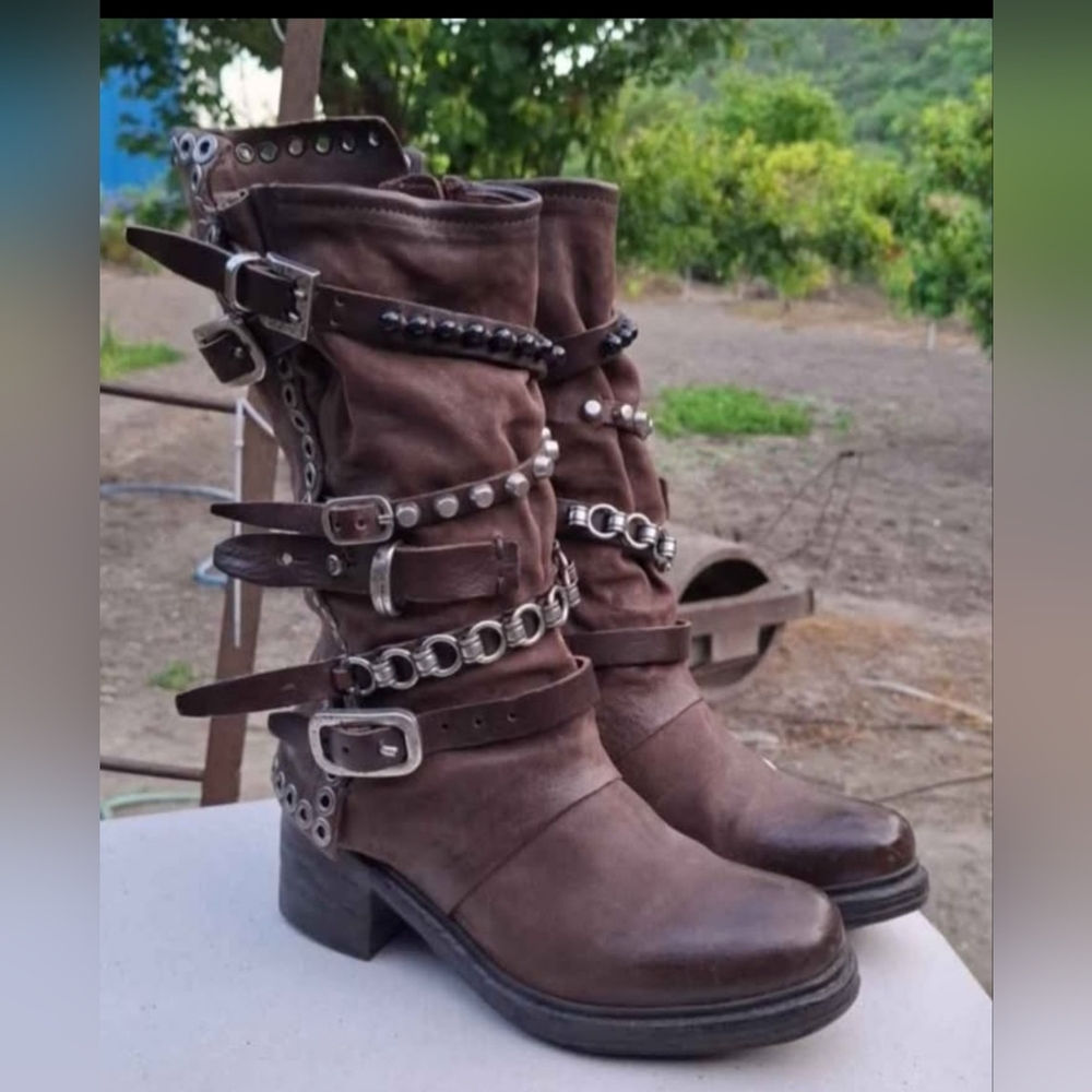 ❌️Sold❌️AS98 RARE discontinued "Mega" Rock& Roll Moto Boots! Like New!
